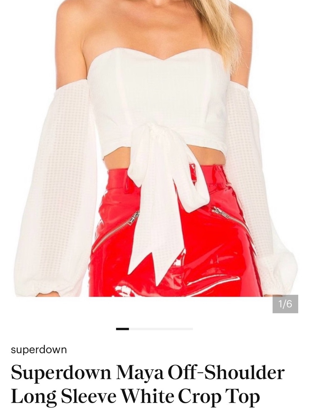 superdown by Revolve White Off-Shoulder Tie Crop Top